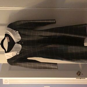 Plaid dress with cat print collar